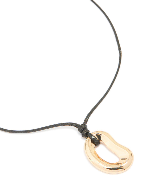 Gold Organic Pendant Cord Necklace