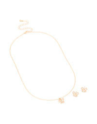 Gold Diamante Butterfly Stud Earrings & Necklace Set - link has visual effect only