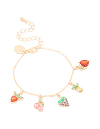 Gold Diamante Fruit Charm Bracelet - link has visual effect only