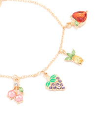 Gold Diamante Fruit Charm Bracelet - link has visual effect only