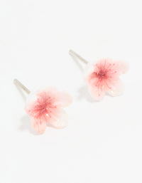 White & Pink Acrylic Frangipani Stud Earrings - link has visual effect only