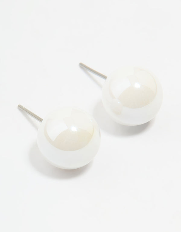 White Acrylic Ball Stud Earrings