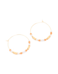 Gold Orange Beaded Hoop Earrings - link has visual effect only