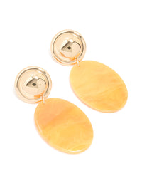 Gold Round & Oval Orange Acrylic Drop Earrings - link has visual effect only