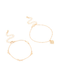 Gold Heart & Star Bracelets 2-Pack - link has visual effect only