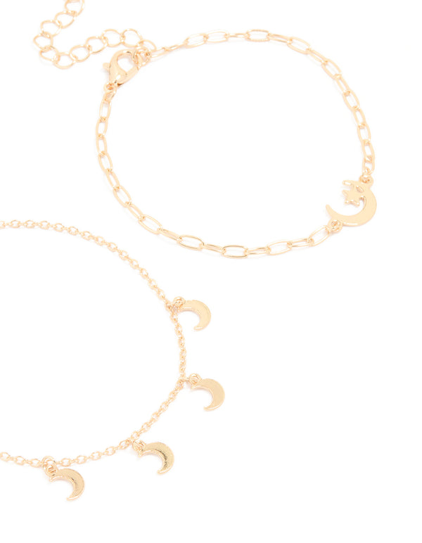 Gold Moon Celestial Bracelets 2-Pack