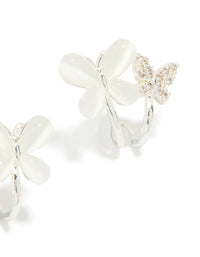 Silver Plated Cubic Zirconia Double Butterfly Mini Hoop Earrings - link has visual effect only