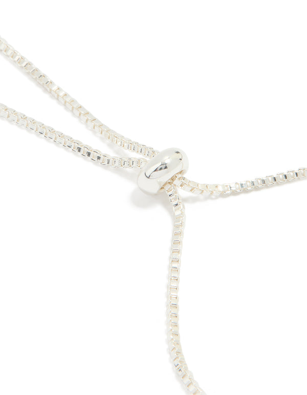 Silver Plated Cubic Zirconia Flower Station Toggle Bracelet