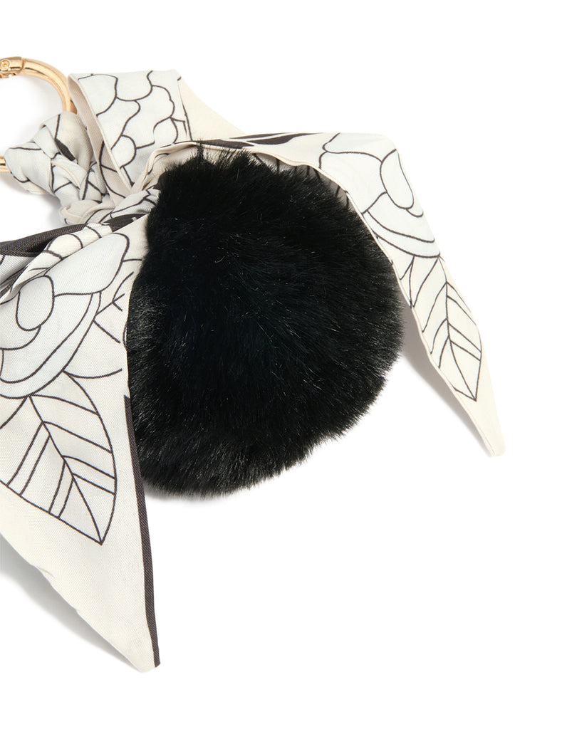 Black Fluffy & Fabric Bow Scarf Key Chain - Lovisa