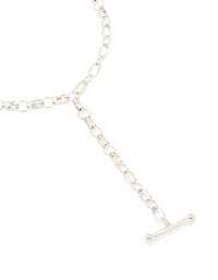 Silver Chain T-Bar Y-Necklace - link has visual effect only