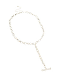 Silver Chain T-Bar Y-Necklace - link has visual effect only