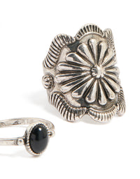 Silver & Black Stretch Rings 4-Pack - link has visual effect only