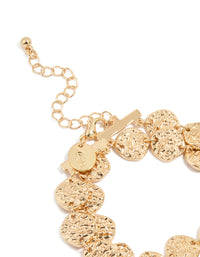 Gold Hammered Disc Layered Bracelet - link has visual effect only
