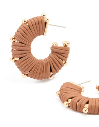 Gold Brown Yarn Wrapped Hoop Earrings - link has visual effect only