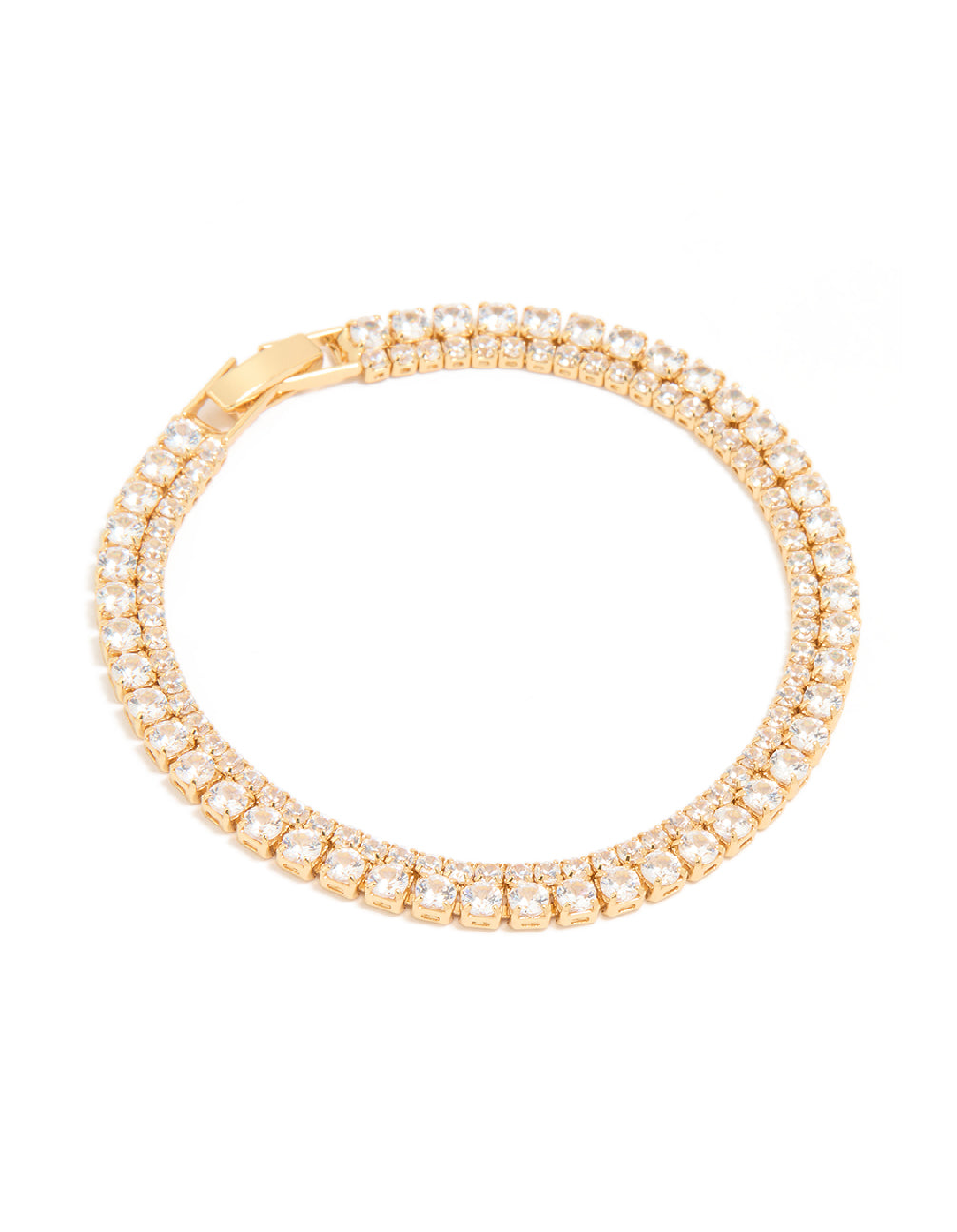 Gold Plated Cubic Zirconia Layered Tennis Bracelet