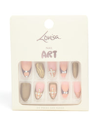 Gold & Pink Diamante Cross Nail Press On Nail Set - link has visual effect only