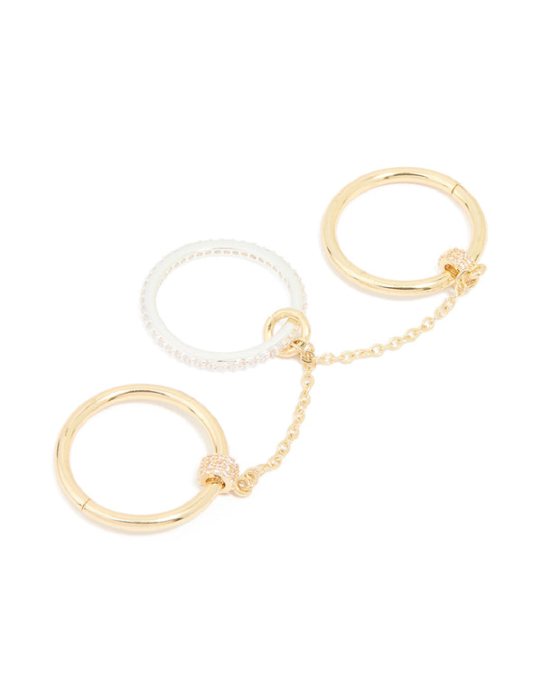Mixed Metal Cubic Zirconia Multi-Chain Connected Ring