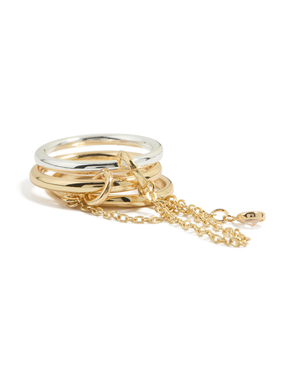 Mixed Metal Cubic Zirconia Chain Ring