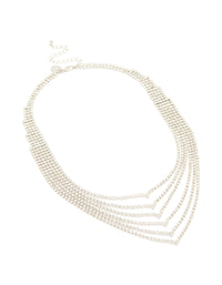 Silver Diamante Layered V-Cut Necklace - link has visual effect only