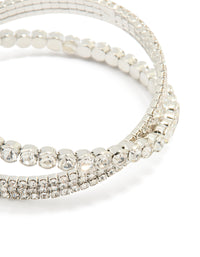 Silver Diamante Crossed Wrist Cuff - link has visual effect only