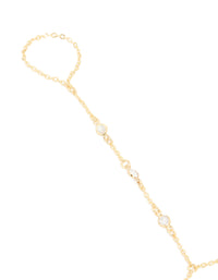 Gold Plated Diamante Hand Chain - link has visual effect only