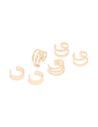 Gold Stacked Ear Cuffs 6-Pack - link has visual effect only