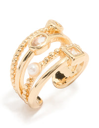 Gold Diamante & Pearl Layered Ear Cuff - link has visual effect only