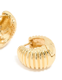 Gold Plated Brass Ribbed Graduated Huggie Earrings - link has visual effect only