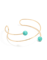 Gold Blue Marbled Ball Arm Cuff - link has visual effect only