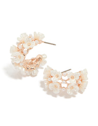 Rose Gold Dainty Multi Flower Hoop Earrings - link has visual effect only
