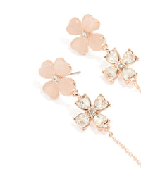 Rose Gold Double Flower Drop Earrings - link has visual effect only