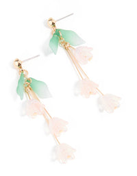 Rose Gold Dainty Pink Flower Vine Drop Earrings - link has visual effect only
