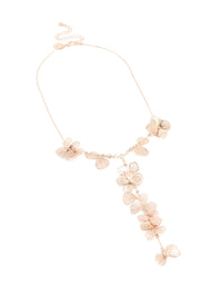 Rose Gold Molten Flower Y-Necklace - link has visual effect only