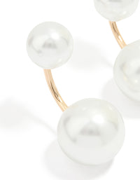 Gold Pearl Ear Jacket Earrings - link has visual effect only