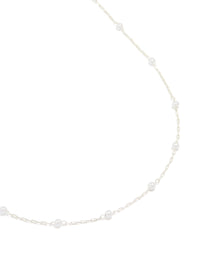 Silver Pearl Fine Station Necklace - link has visual effect only