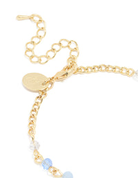 Gold Plated Blue Beaded Cross Bracelet - link has visual effect only