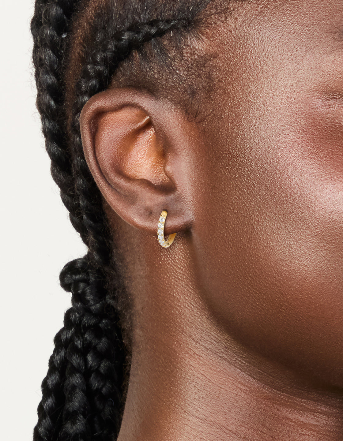 Gold Plated Surgical Steel Cubic Zirconia Chunky Sleeper Earrings