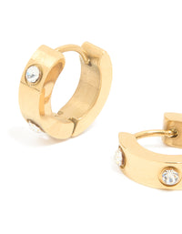 Gold Plated Surgical Steel Cubic Zirconia Chunky Hoop Earrings - link has visual effect only