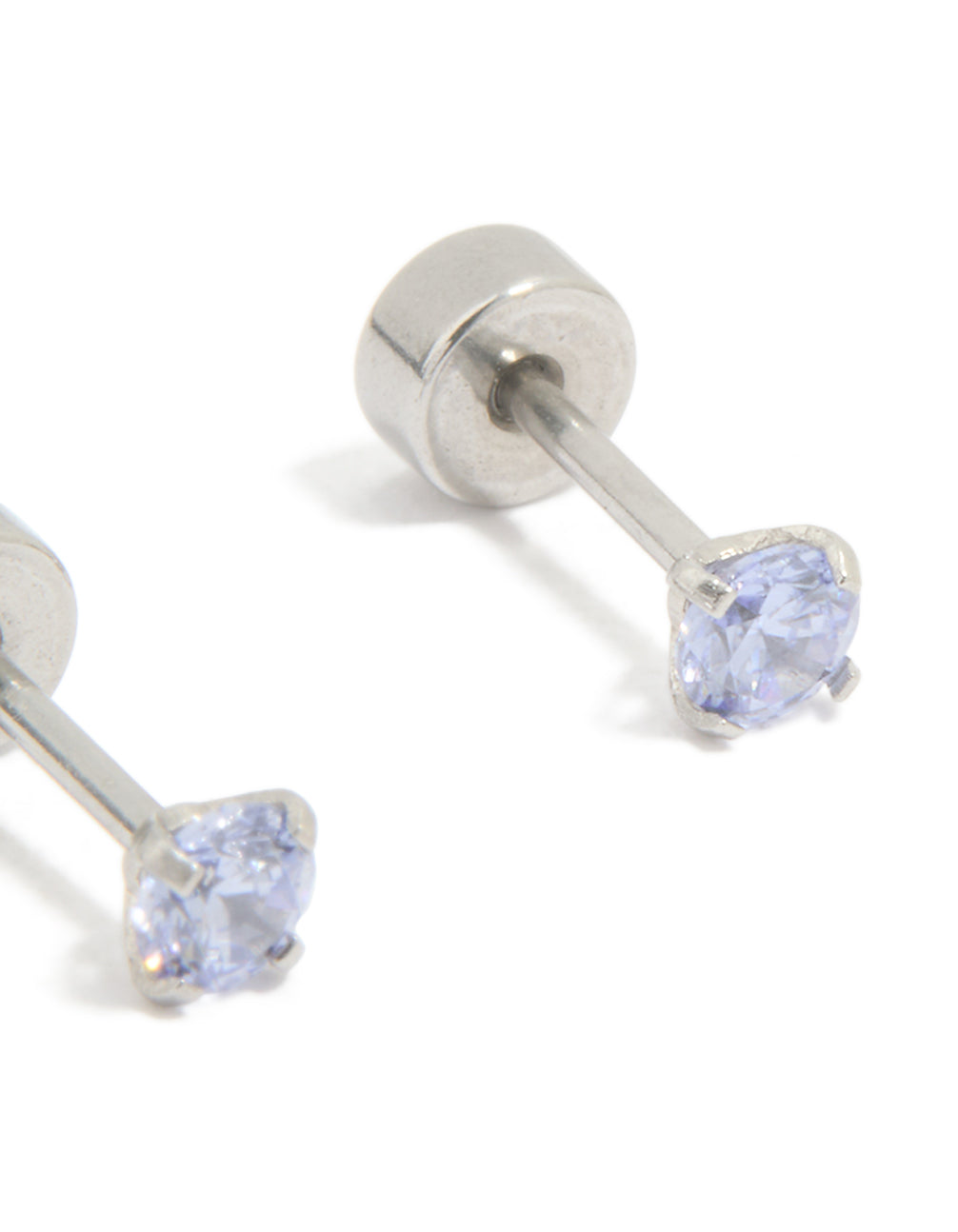 Kids Surgical Steel Cubic Zirconia Flat Back Earrings