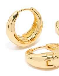 Gold Plated Thick Small & Large Huggie Earrings 2-Pack - link has visual effect only