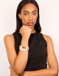 Gold Plated Chunky Hinged Molten Bangle - link has visual effect only