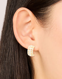 Gold Plated Mixed Cubic Zirconia Medium Hoop Earrings - link has visual effect only