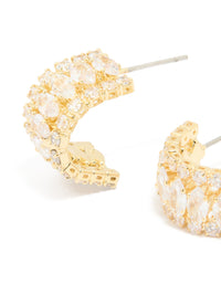 Gold Plated Mixed Cubic Zirconia Medium Hoop Earrings - link has visual effect only