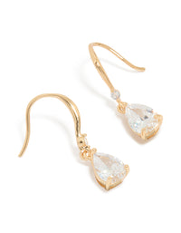 Gold Plated Cubic Zirconia Teardrop Hook Earrings - link has visual effect only