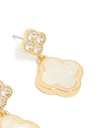 Gold Plated Double Flower Cubic Zirconia Drop Earrings - link has visual effect only