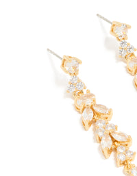 Gold Plated Cubic Zirconia Elongated Vine Drop Earrings - link has visual effect only