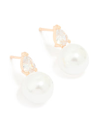 Gold Plated Cubic Zirconia & Pearl Teardrop Earrings - link has visual effect only