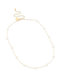 Gold Plated Freshwater Pearl Station Necklace - link has visual effect only