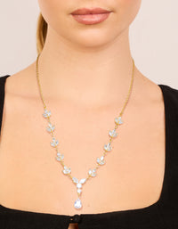 Gold Plated Cubic Zirconia Vine Drop Y-Necklace - link has visual effect only