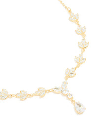 Gold Plated Cubic Zirconia Vine Drop Y-Necklace - link has visual effect only